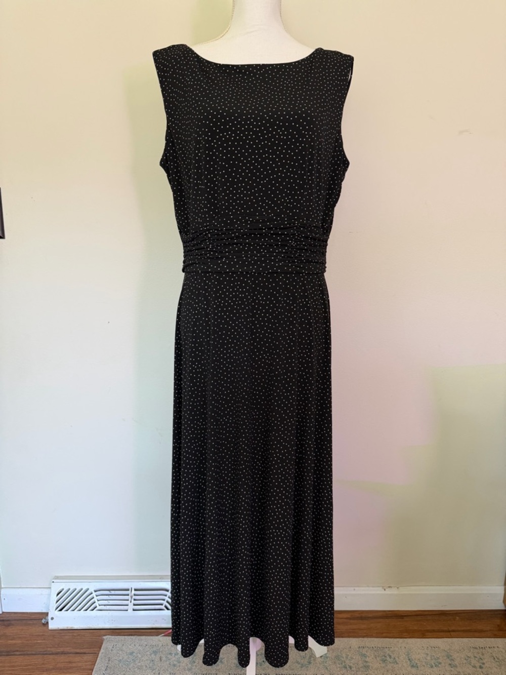 Jessica Howard Black Maxi Dress with White Polka Dots